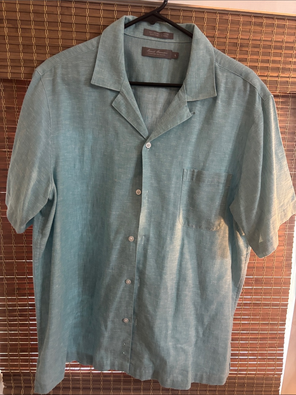 Daniel Cremieux Teal Short-Sleeve Linen Button-Down Shirt